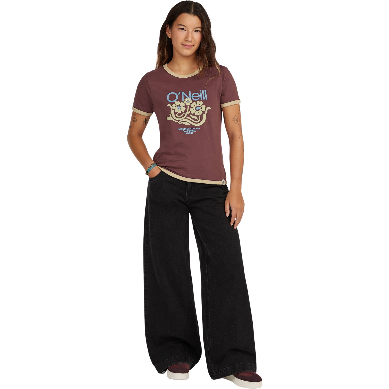 2026 O'Neill Womens O'riginals Front Print T-Shirt 1850277 - Purple Gray